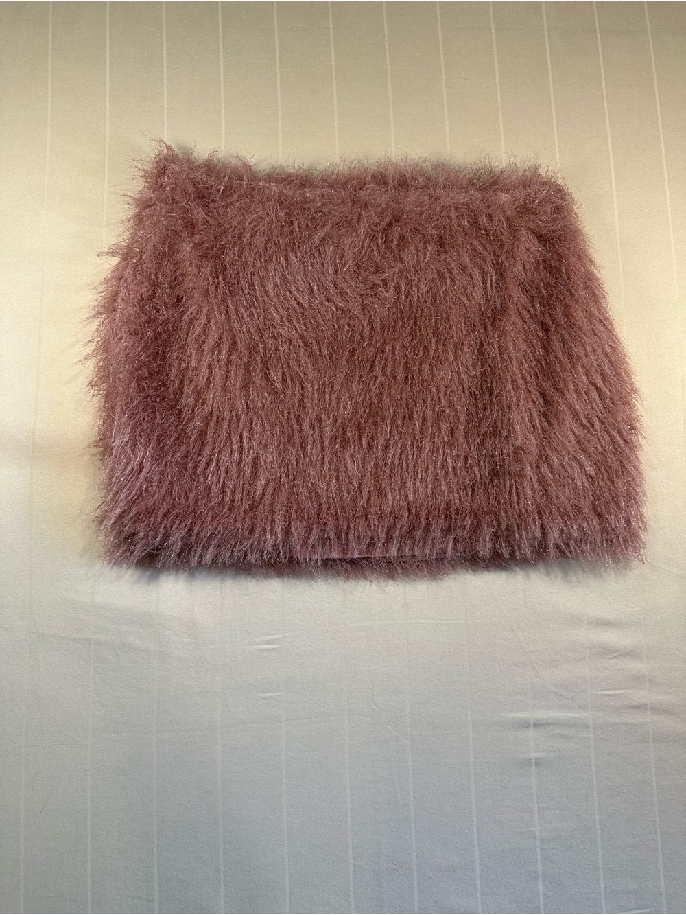 NWT Le Lis Collection Pink Shaggy Faux Fur Fluffy Mini Skirt Size L SS9020